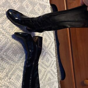 Tory Burch Glossy Black Heeled Boots